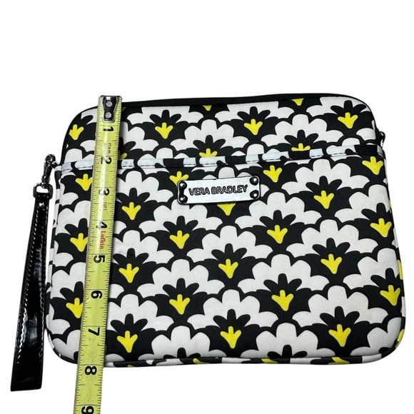 Vera Bradley Neoprene Tablet Sleeve Black White Yellow Floral Zip Close Wristlet - Picture 4 of 7